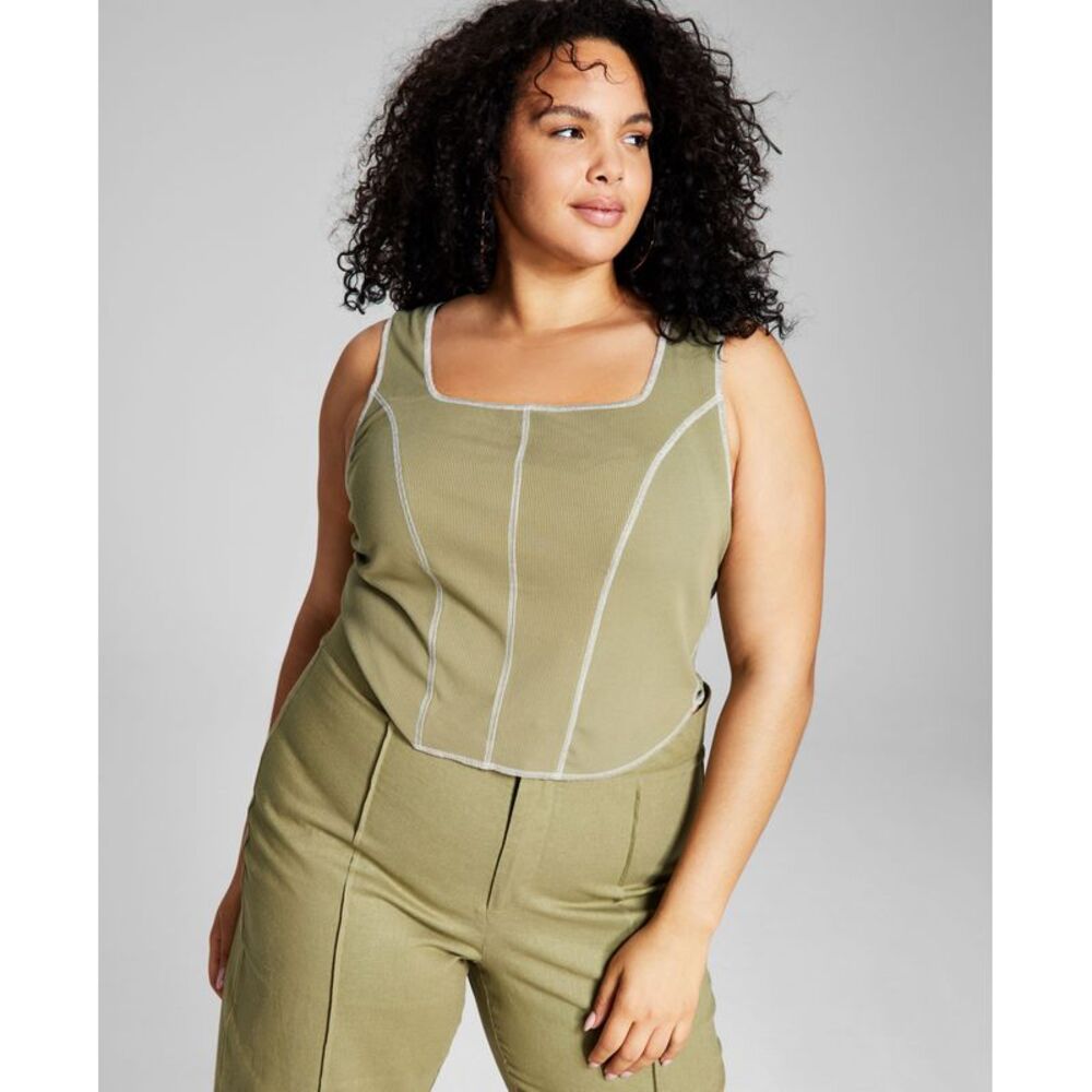 And Now This Now This Trendy Plus Size Seam Tank Top